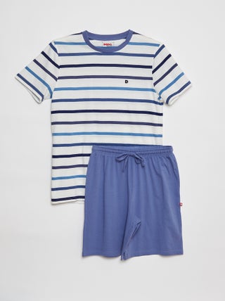 Pijama curto com t-shirt + calções - 2 peças