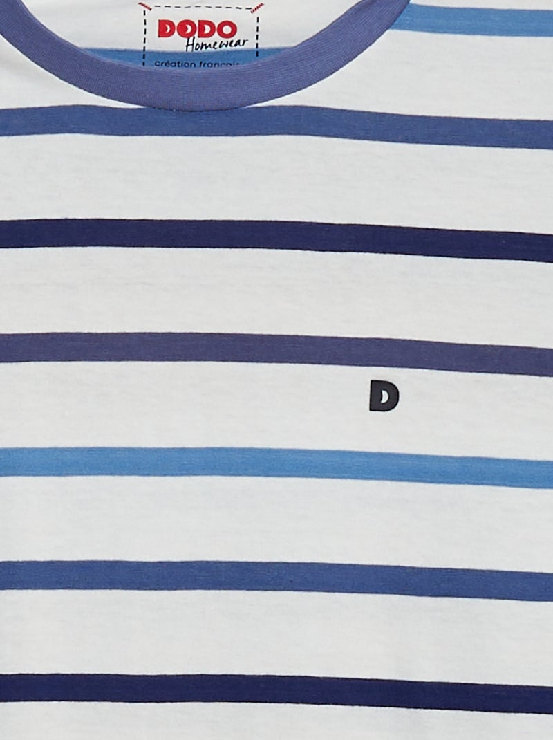 Pijama curto com t-shirt + calções - 2 peças AZUL - Kiabi