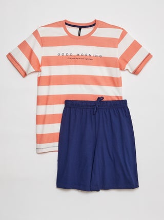 Pijama curto com t-shirt + calções - 2 peças