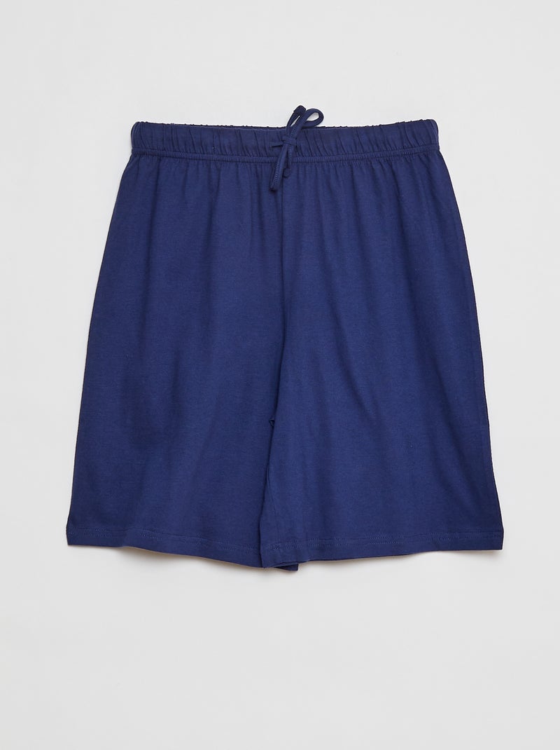 Pijama curto com t-shirt + calções - 2 peças AZUL - Kiabi