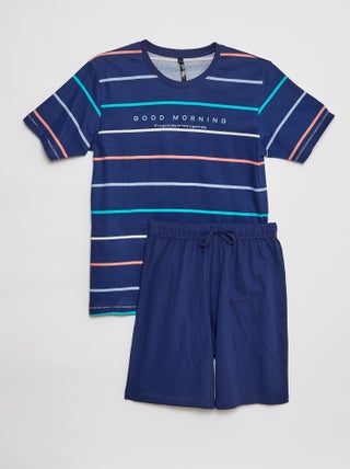 Pijama curto com t-shirt + calções - 2 peças