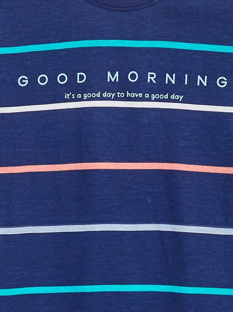 Pijama curto com t-shirt + calções - 2 peças AZUL - Kiabi