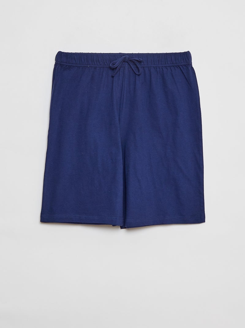 Pijama curto com t-shirt + calções - 2 peças AZUL - Kiabi