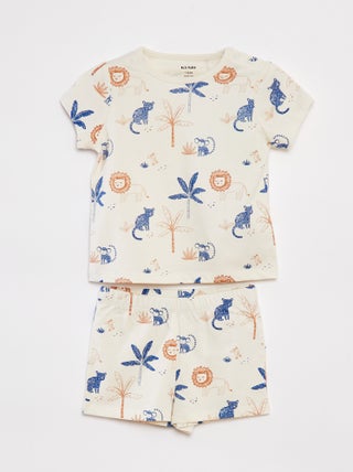 Pijama curto com t-shirt + calções - 2 peças