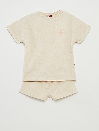 Pijama curto com t-shirt + calções - 2 peças