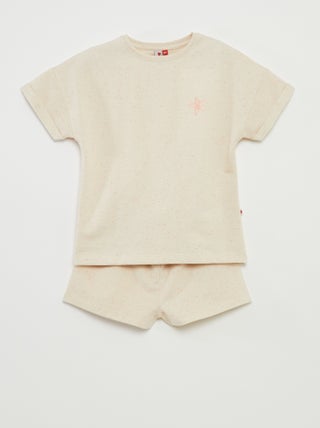 Pijama curto com t-shirt + calções - 2 peças