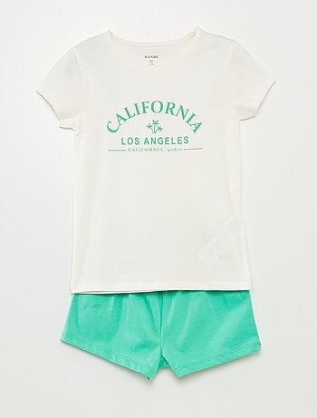 Pijama curto com t-shirt + calções - 2 peças