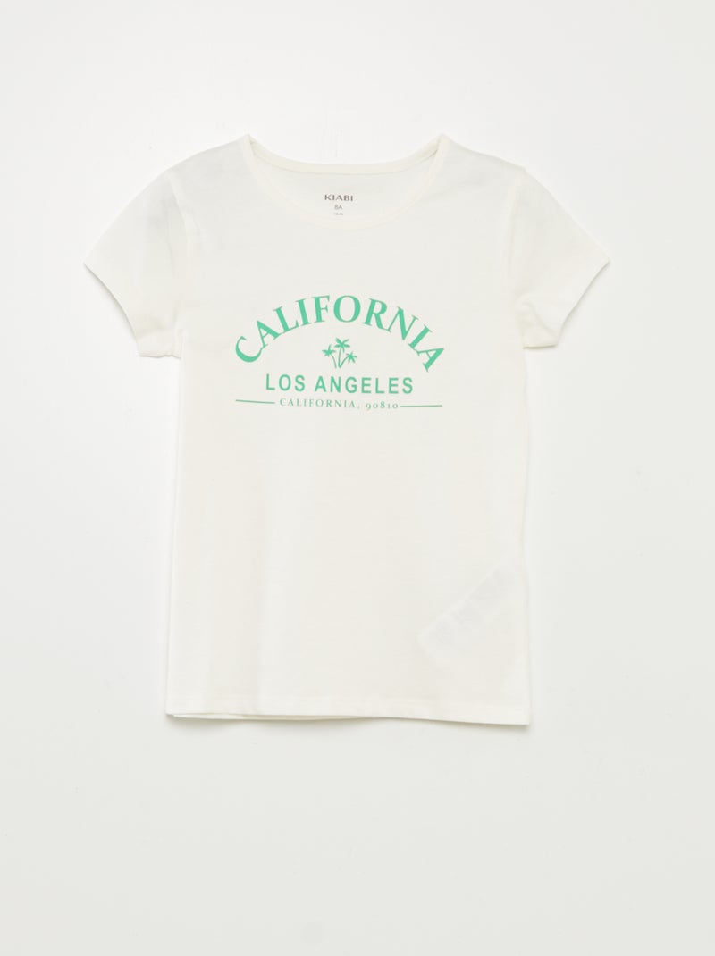 Pijama curto com t-shirt + calções  - 2 peças BRANCO - Kiabi