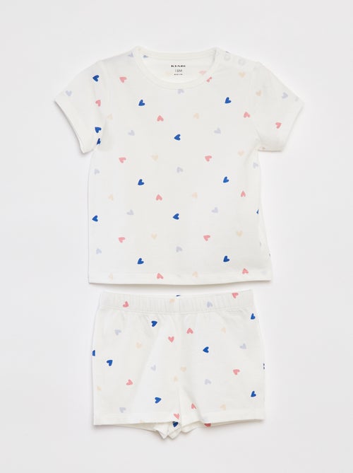 Pijama curto com t-shirt + calções - 2 peças - Kiabi