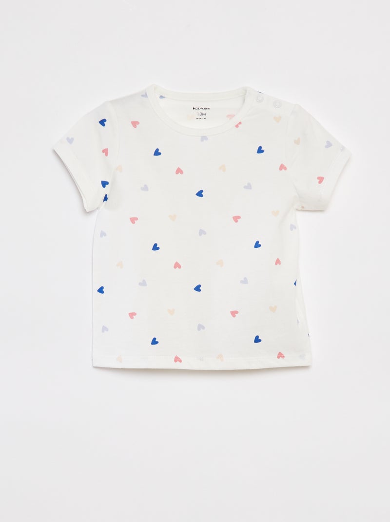 Pijama curto com t-shirt + calções - 2 peças BRANCO - Kiabi