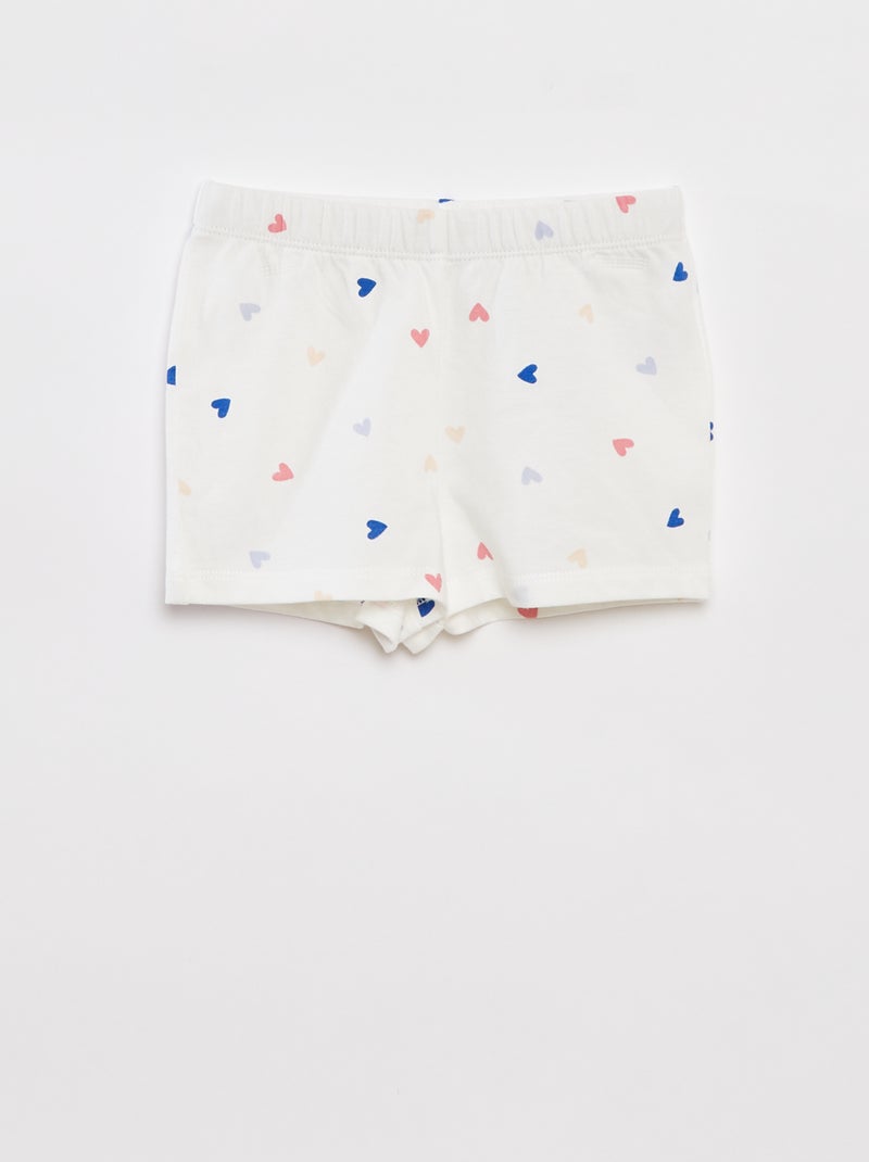 Pijama curto com t-shirt + calções - 2 peças BRANCO - Kiabi