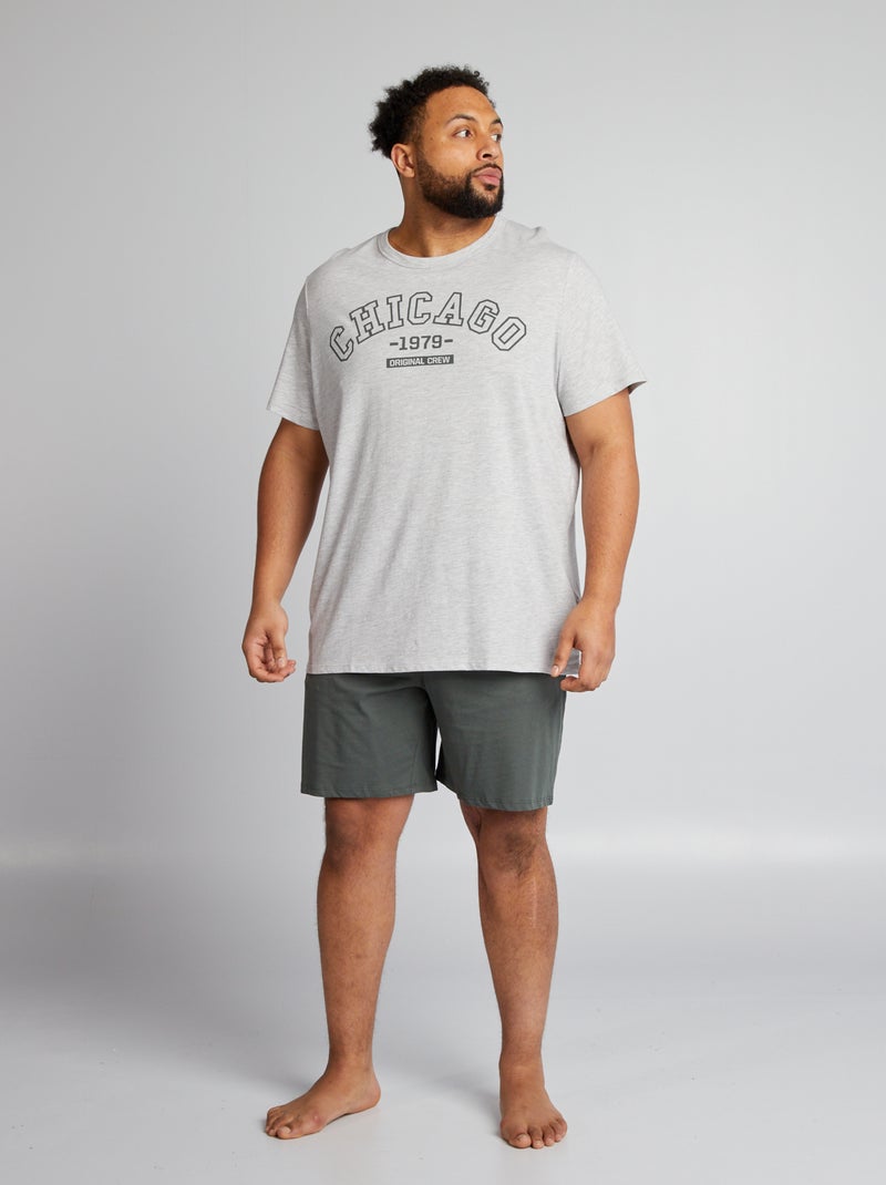 Pijama curto com t-shirt + calções  - 2 peças CINZA - Kiabi