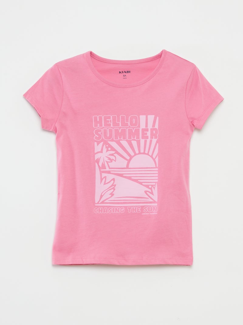 Pijama curto com t-shirt + calções  - 2 peças ROSA - Kiabi