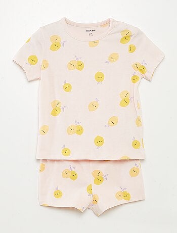 Pijama curto com t-shirt + calções - 2 peças