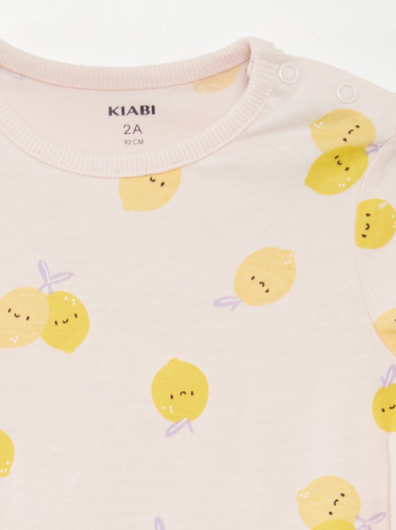 Pijama curto com t-shirt + calções - 2 peças ROSA - Kiabi