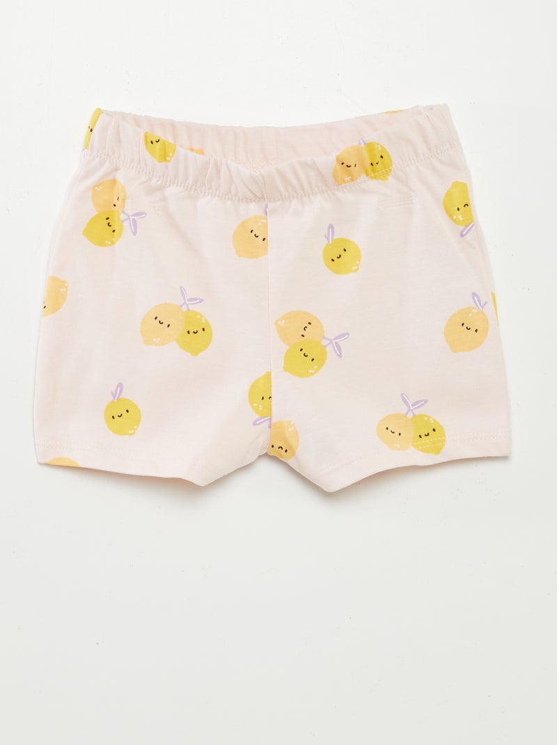 Pijama curto com t-shirt + calções - 2 peças ROSA - Kiabi