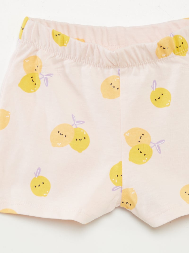 Pijama curto com t-shirt + calções - 2 peças ROSA - Kiabi