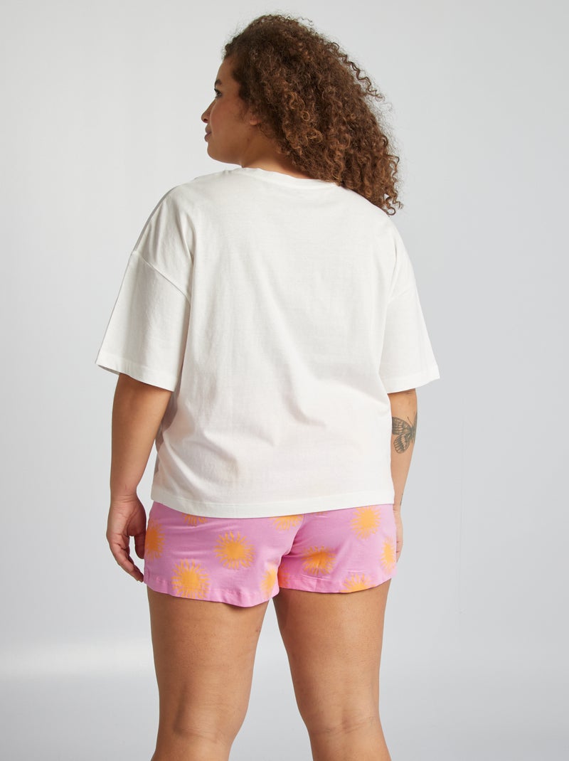 Pijama curto com t-shirt + calções - 2 peças ROSA - Kiabi