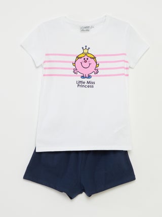 Pijama curto com t-shirt + calções - 2 peças