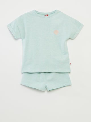 Pijama curto com t-shirt + calções - 2 peças