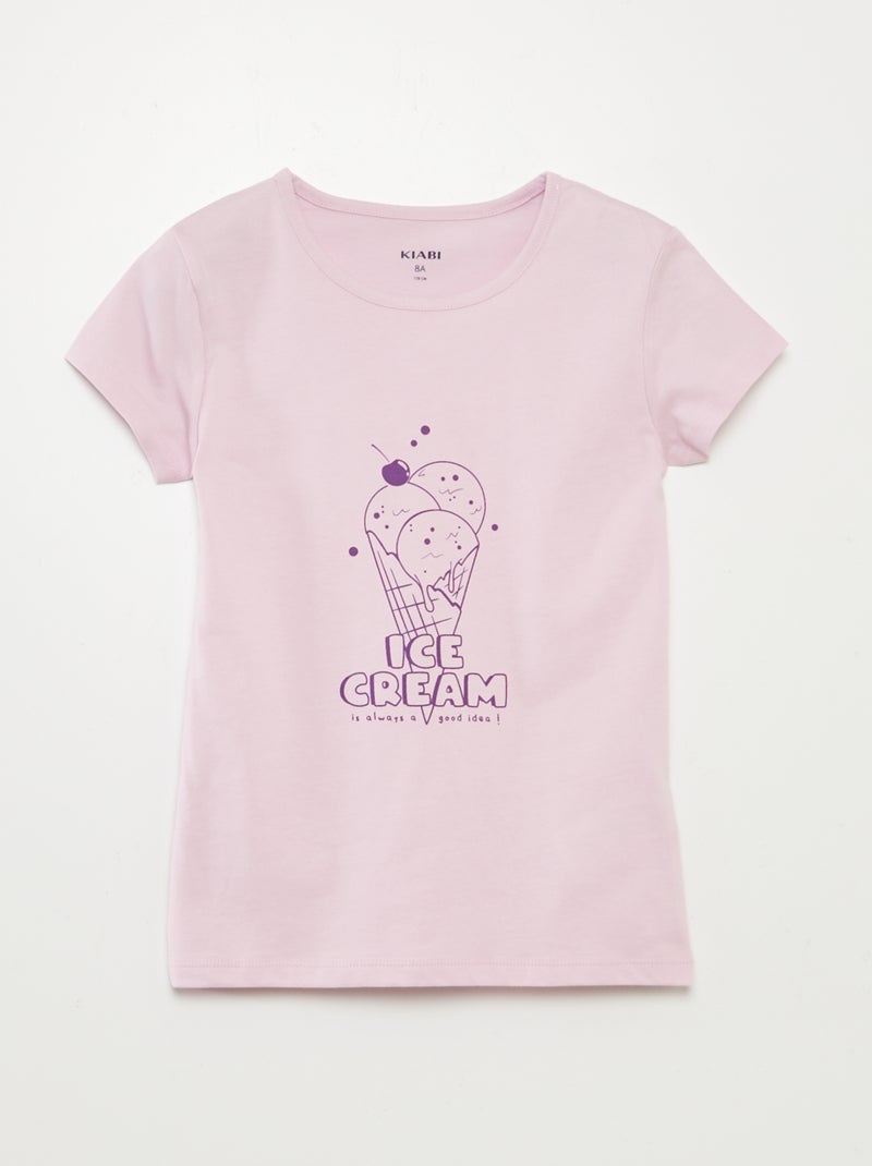 Pijama curto com t-shirt + calções  - 2 peças VIOLETA - Kiabi
