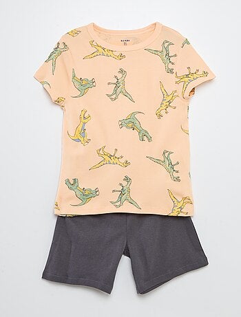 Pijama curto com t-shirt + calções com estampado - 2 peças