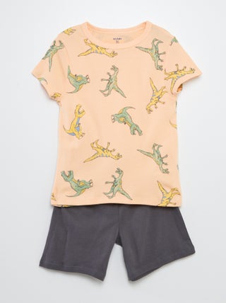 Pijama curto com t-shirt + calções com estampado - 2 peças