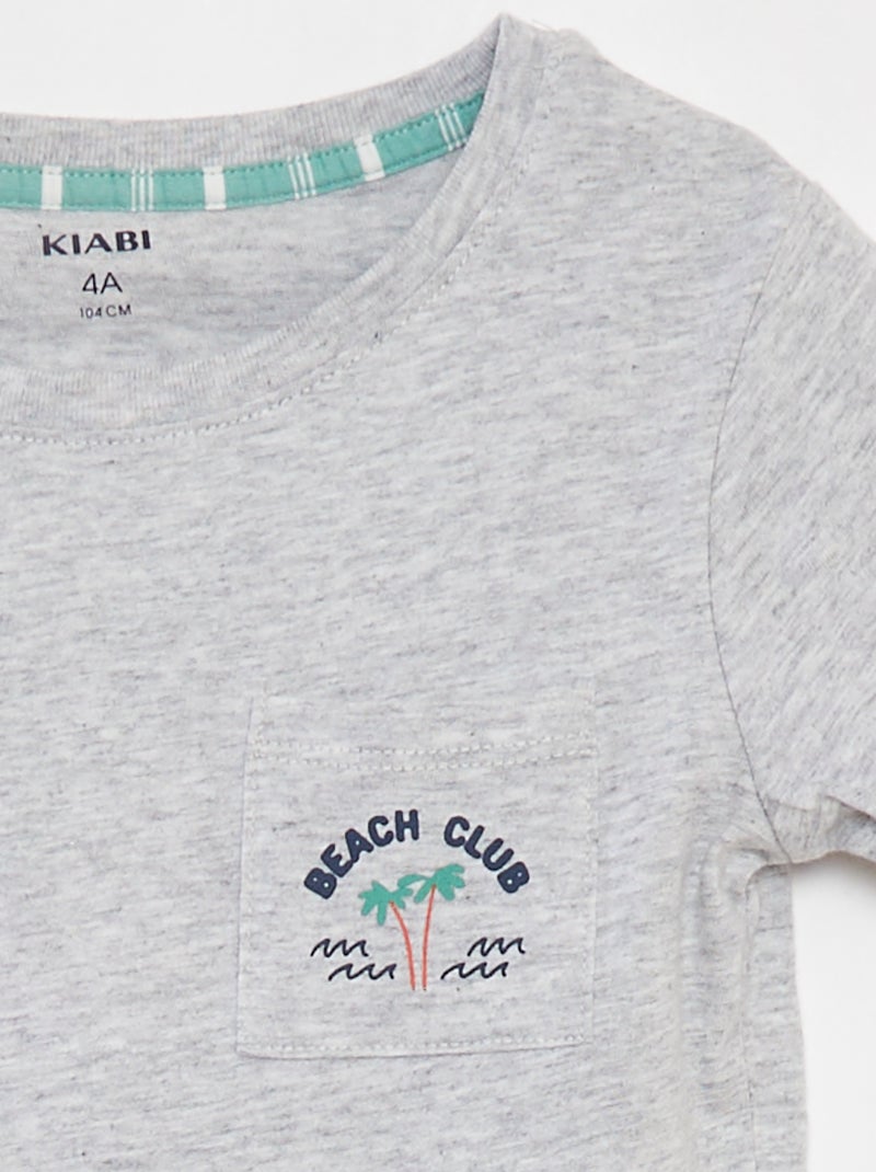 Pijama curto com t-shirt + calções em popelina - 2 peças VERDE - Kiabi