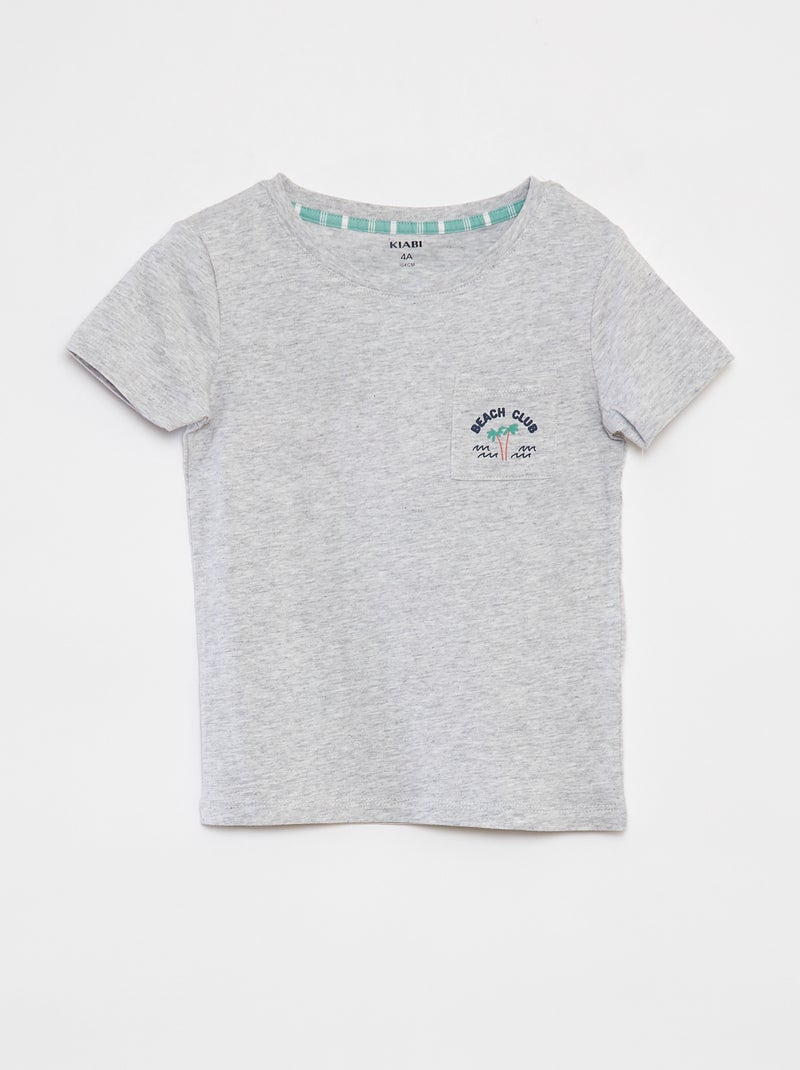 Pijama curto com t-shirt + calções em popelina - 2 peças VERDE - Kiabi