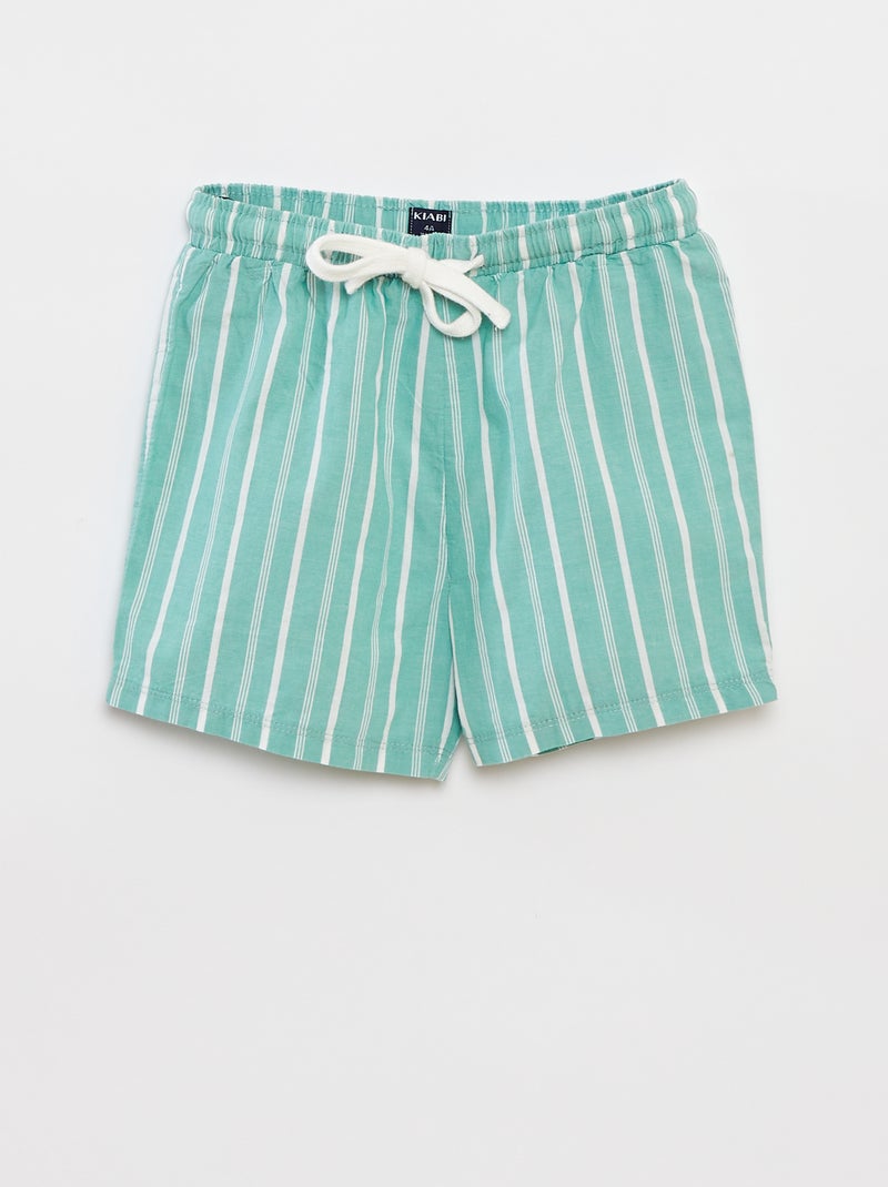 Pijama curto com t-shirt + calções em popelina - 2 peças VERDE - Kiabi