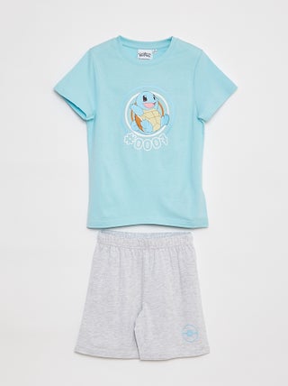 Pijama curto com t-shirt + calções 'Pokémon' - 2 peças