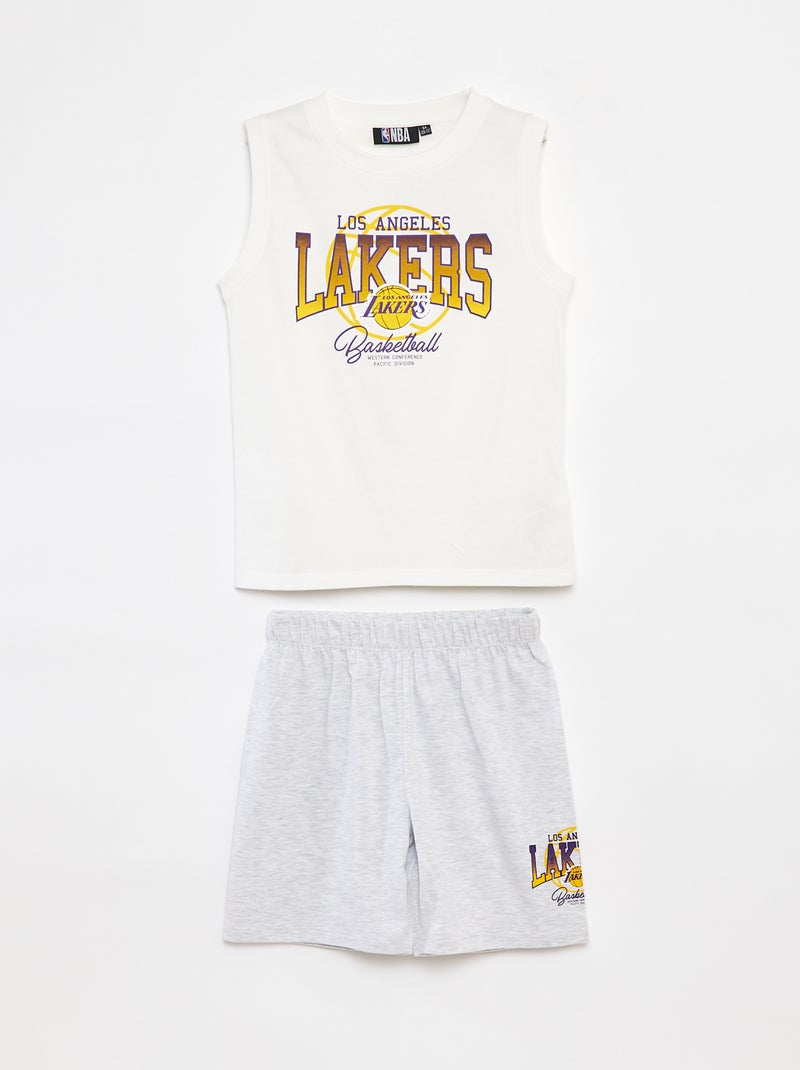 Pijama curto com t-shirt manga cava + calções - 2 peças Cinza - Kiabi