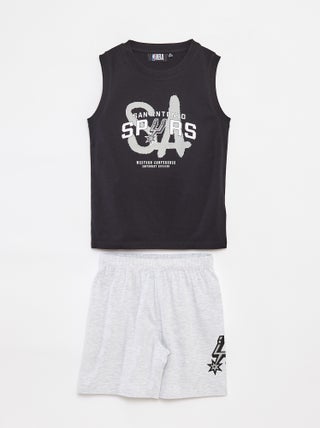 Pijama curto com t-shirt manga cava + calções - 2 peças
