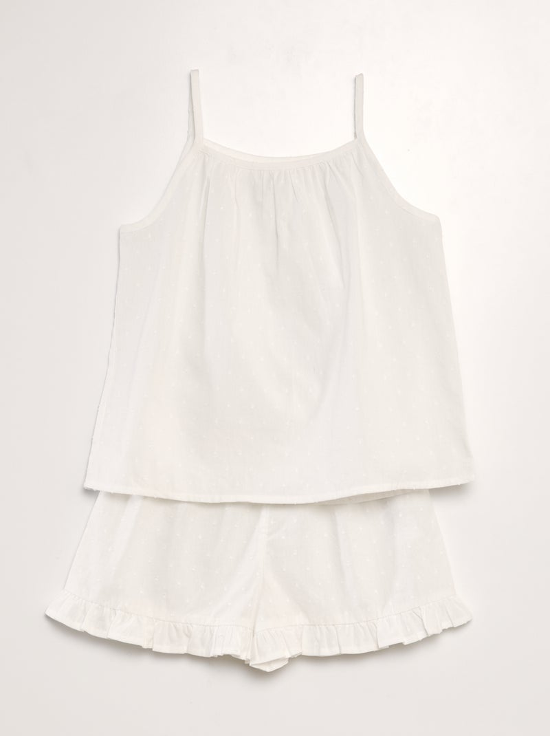 Pijama curto com t-shirt manga cava + calções - 2 unidades BRANCO - Kiabi