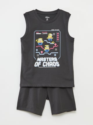 Pijama curto com t-shirt manga cava + calções 'Mínimos' - 2 peças