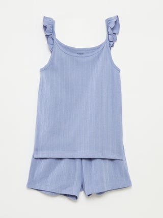 Pijama curto com top + calções - 2 peças