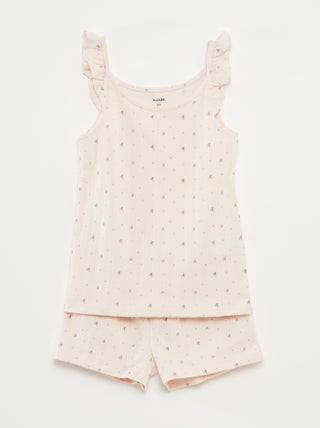 Pijama curto com top + calções - 2 peças