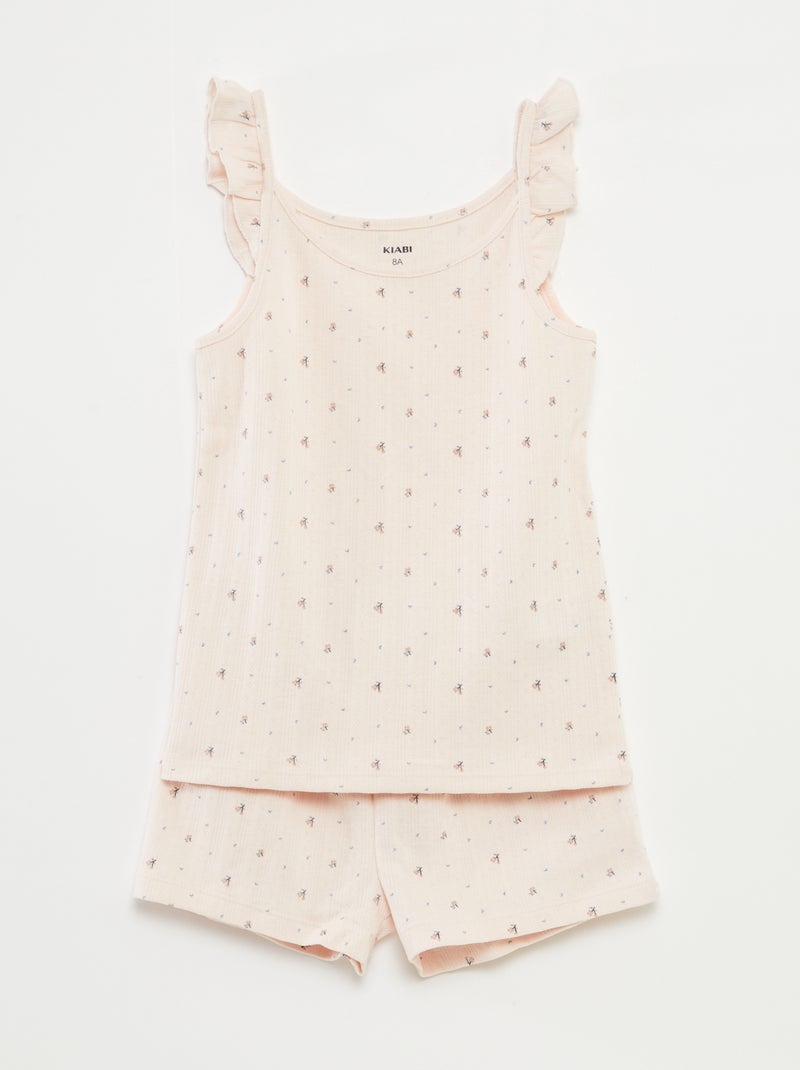 Pijama curto com top + calções - 2 peças Rosa - Kiabi