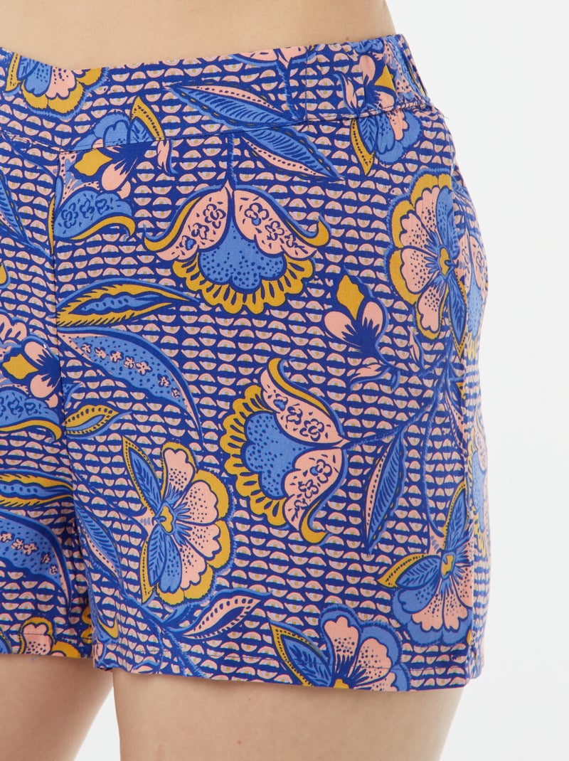 Pijama curto de 2 peças - camisa + calças estampado AZUL - Kiabi