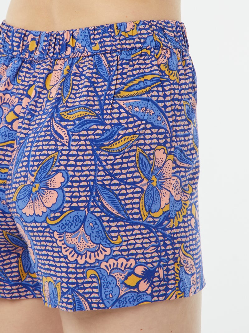 Pijama curto de 2 peças - camisa + calças estampado AZUL - Kiabi