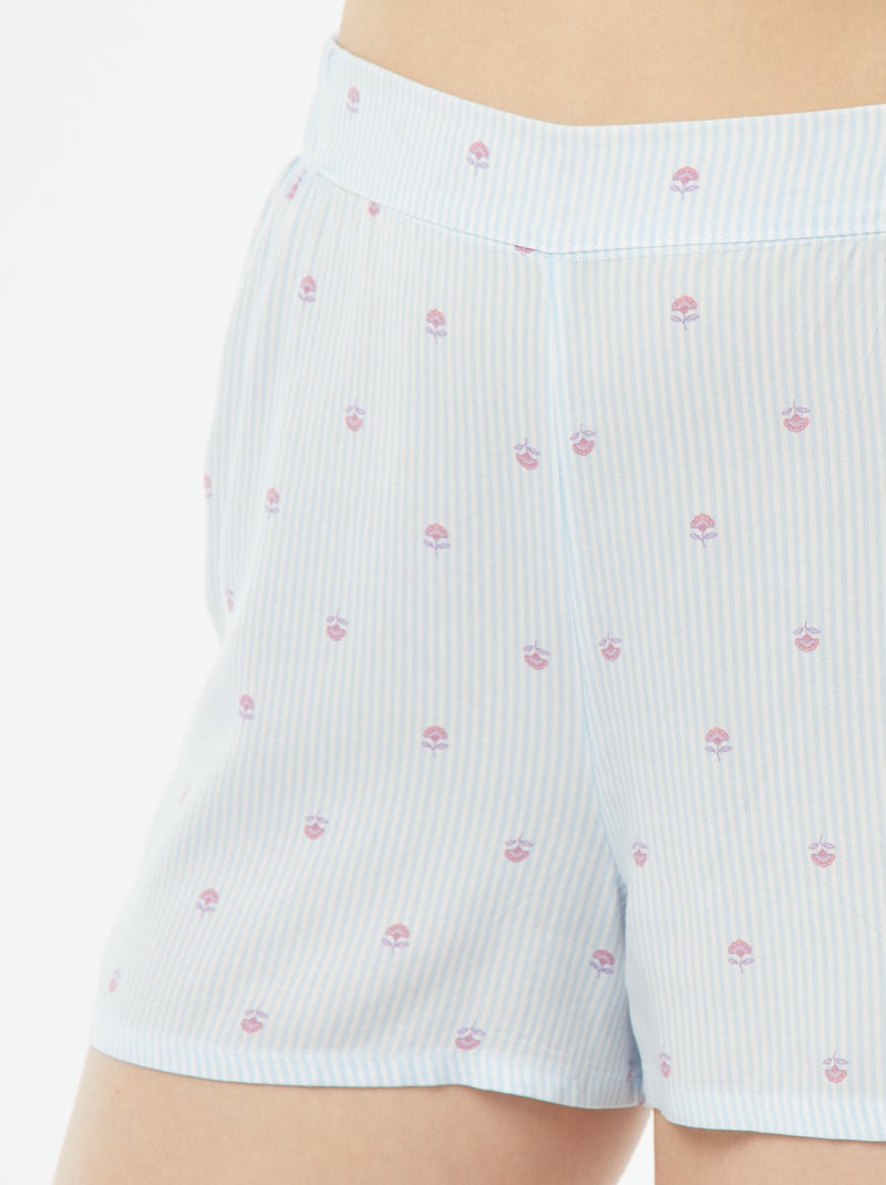 Pijama curto de 2 peças - camisa + calças estampado Azul - Kiabi