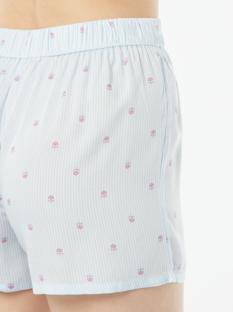 Pijama curto de 2 peças - camisa + calças estampado Azul - Kiabi