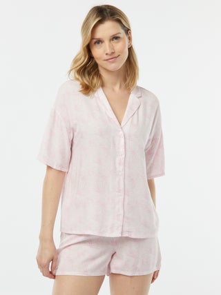 Pijama curto de 2 peças - camisa + calças estampado