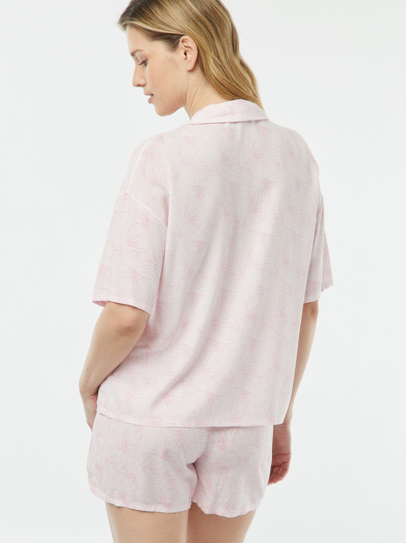 Pijama curto de 2 peças - camisa + calças estampado ROSA - Kiabi