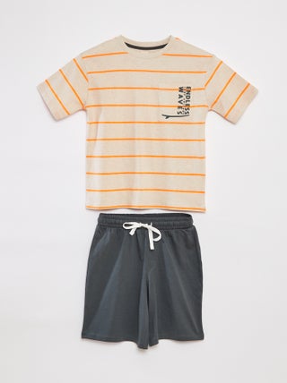 Pijama curto de 2 peças - t-shirt com estampado + calções