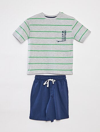 Pijama curto de 2 peças - t-shirt com estampado + calções