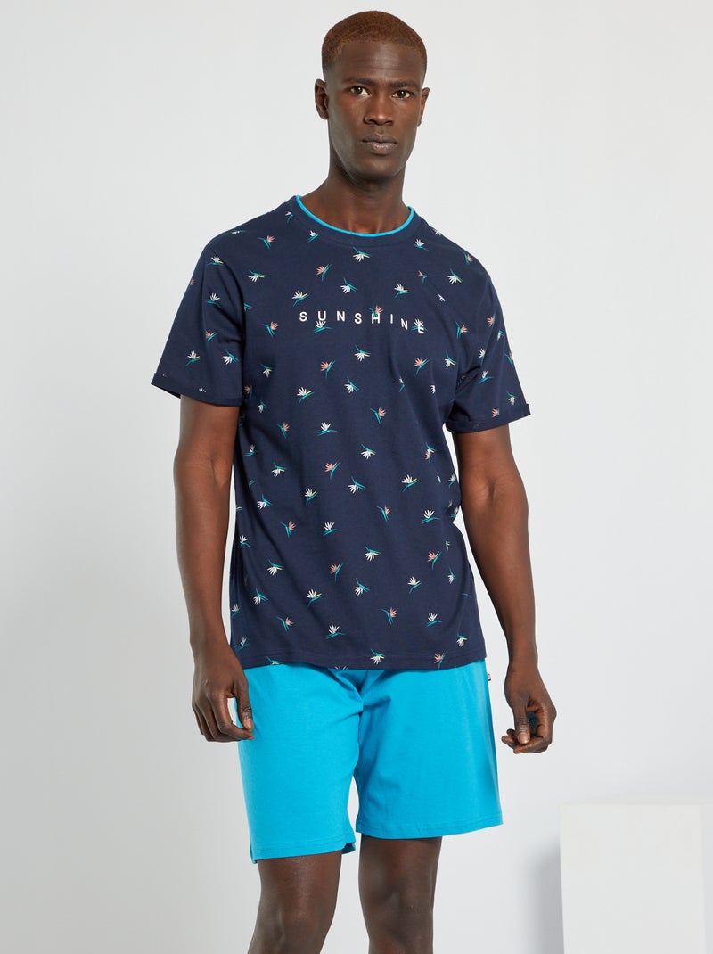 Pijama curto de 2 peças Azul Marinho - Kiabi