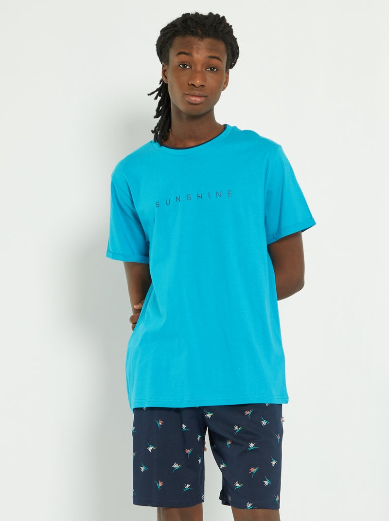 Pijama curto de 2 peças Azul - Kiabi