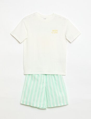 Pijama curto de 2 peças: Calções e T-shirt