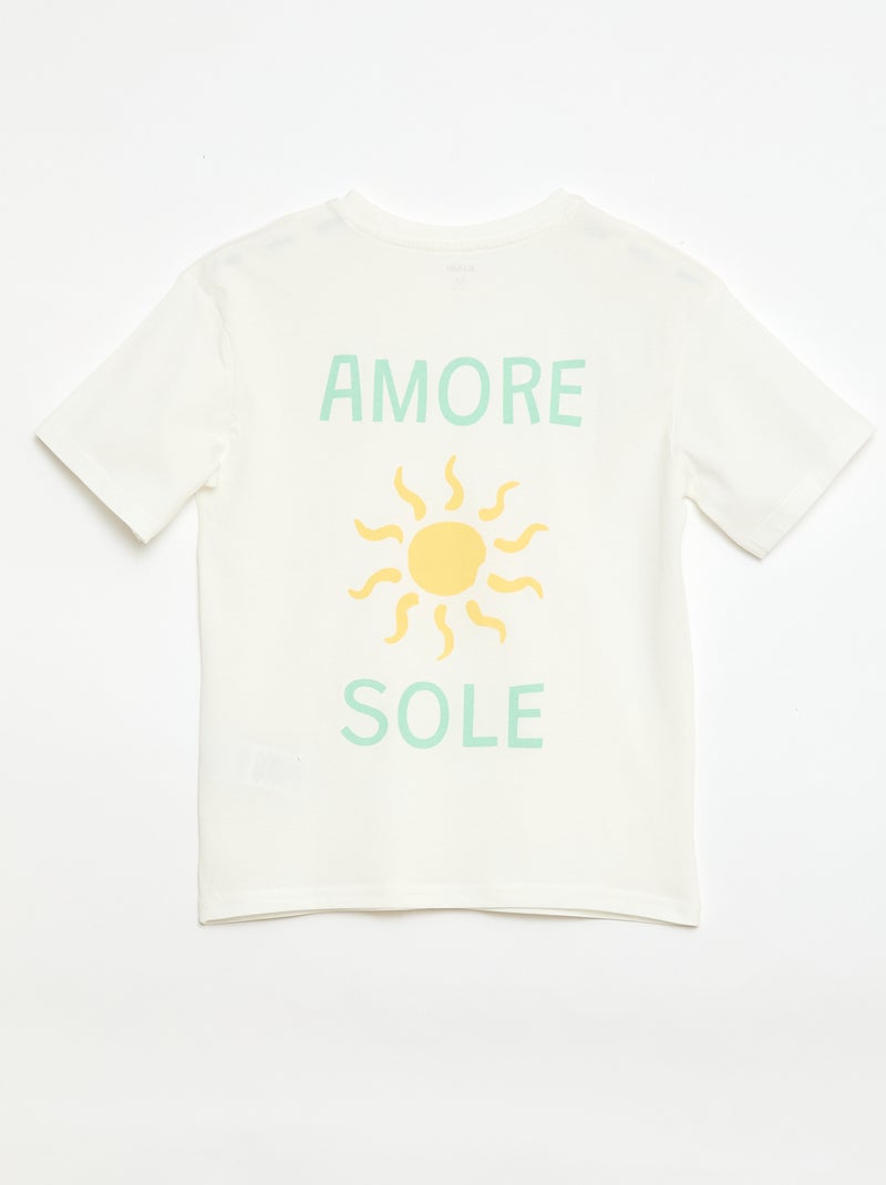 Pijama curto de 2 peças: Calções e T-shirt Branco - Kiabi